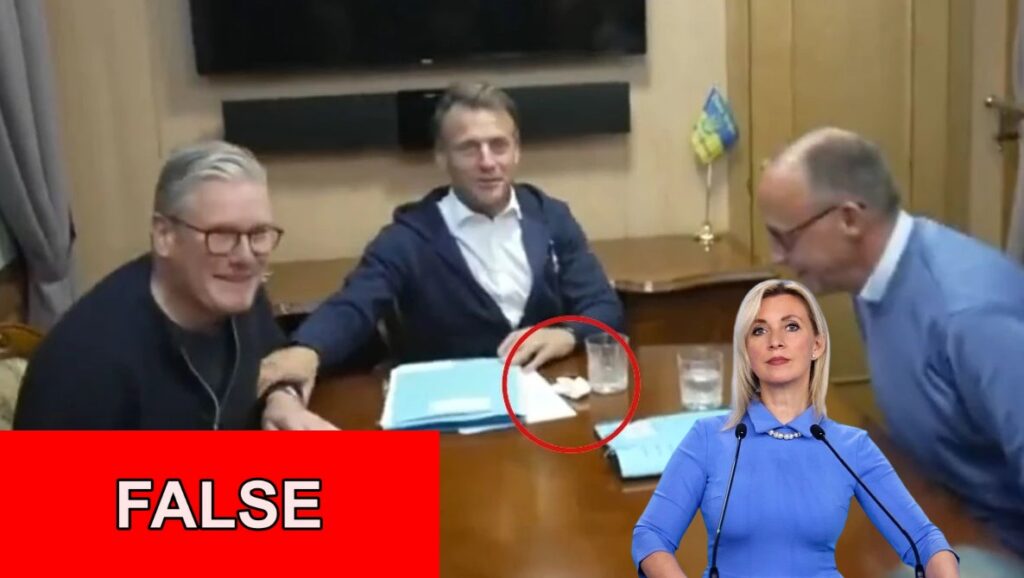 Macron did NOT attempt to hide a cocaine bag while traveling by train to Kyiv with other European leaders