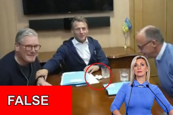 Macron did NOT attempt to hide a cocaine bag while traveling by train to Kyiv with other European leaders
