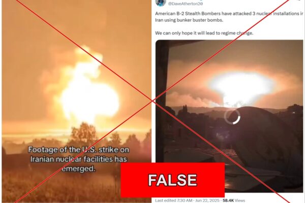 False Claim: Viral Videos Do Not Show U.S. Strikes on Iranian Nuclear Sites