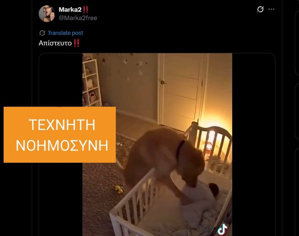 Βίντεο με σκύλο που προστατεύει μωρό δημιουργήθηκε με τεχνητή νοημοσύνη και δεν είναι πραγματικό