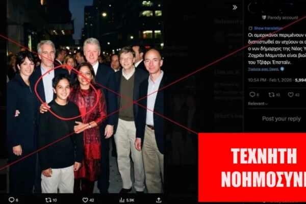 Εικόνα με τον Τζέφρι Έπσταϊν και τον νεαρό δήμαρχο της Νέας Υόρκης Ζοχράν Μαμντάνι είναι προϊόν τεχνητής νοημοσύνης