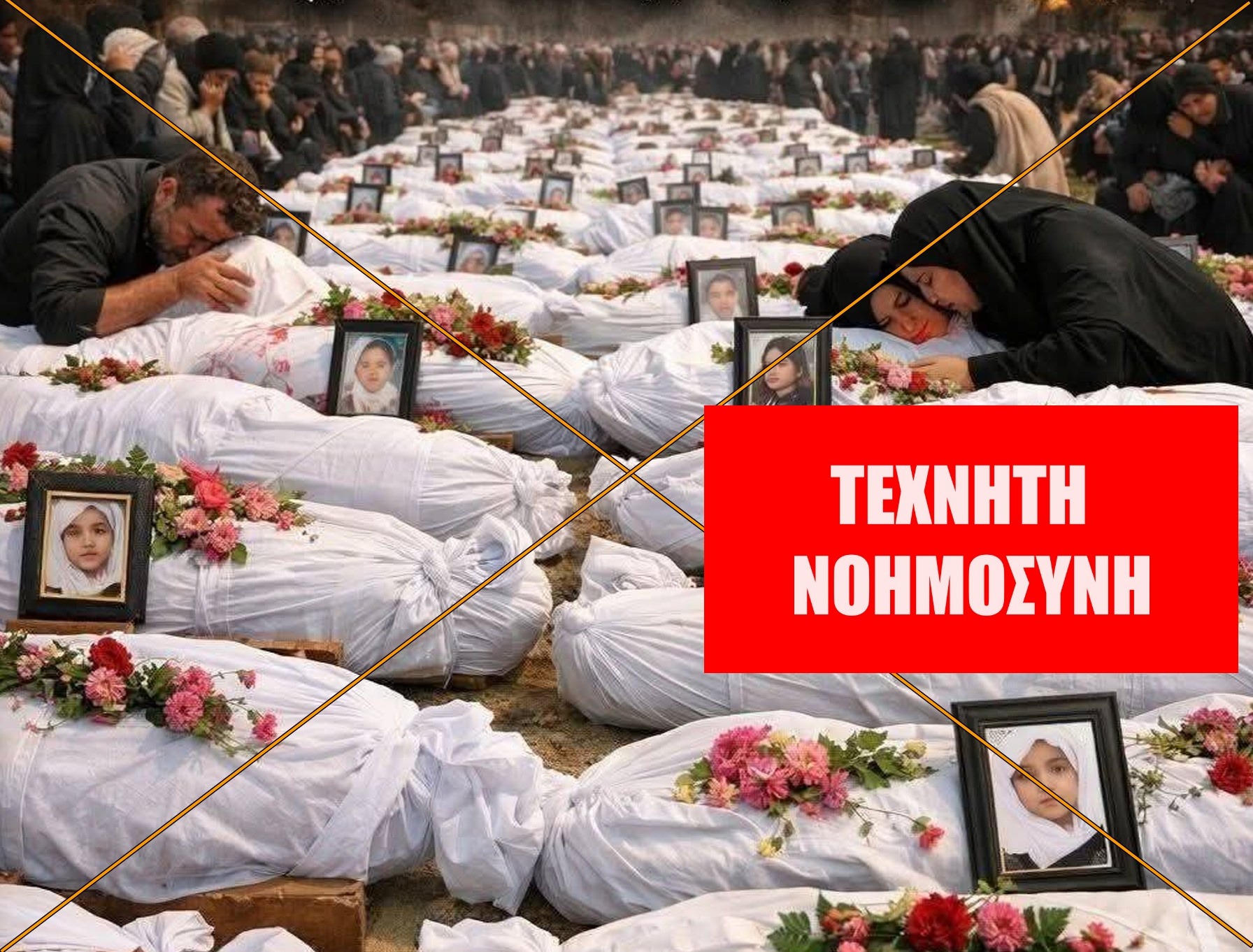 AI η συγκεκριμένη εικόνα από την κηδεία των κοριτσιών στο Ιράν