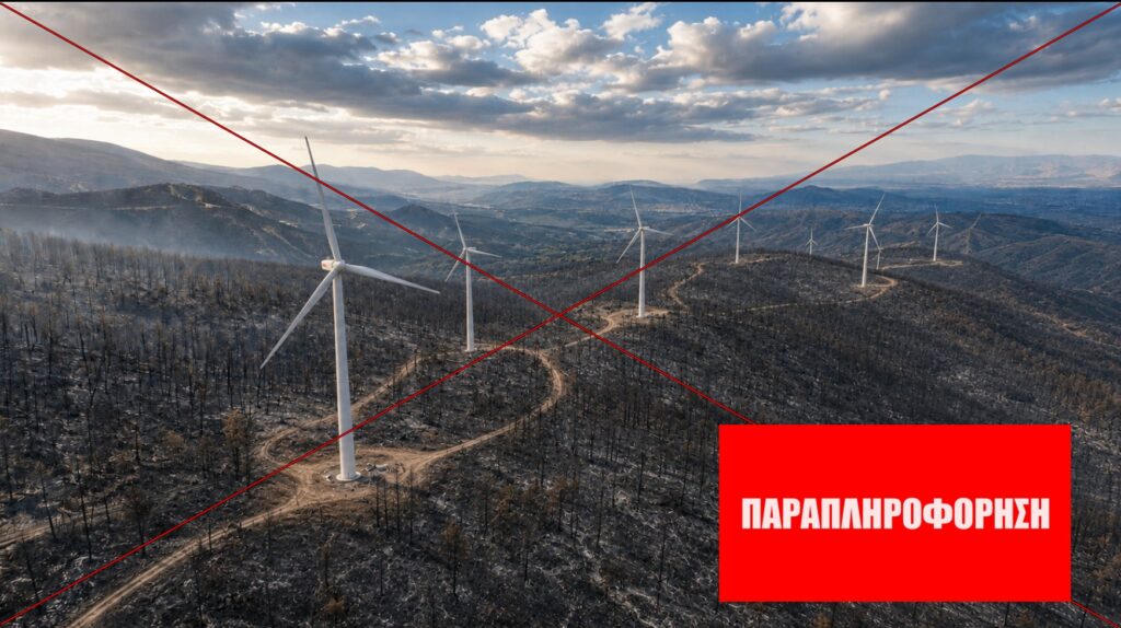 Παραπληροφόρηση ότι κάηκε το 40% των δασών της Ελλάδας και αντικαταστάθηκε από ανεμογεννήτριες